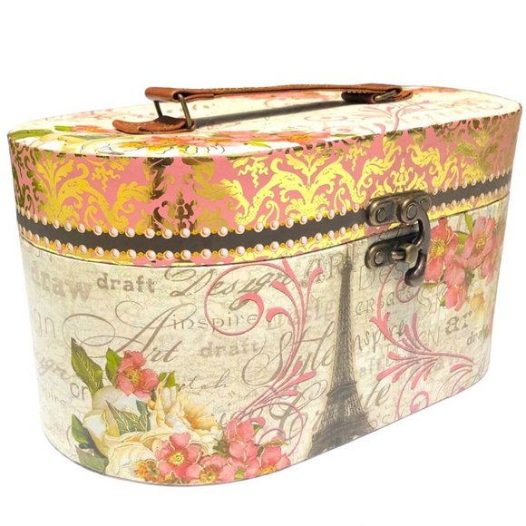 Pooch & Sweetheart Multi-Purpose Oval Vanity Case Jewelry Box w/**Mirror (81000) - Picture 1 of 7